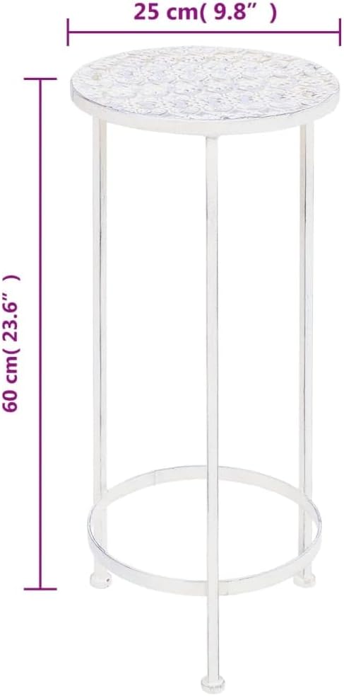 vidaXL Plant Stand Antique White Metal Medium Stackable Plant Stand