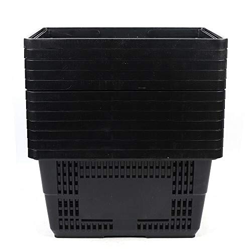 12Pcs Shopping Basket 28L Black Plastic Shopping Basket With Handles Market Grocery Retail Store Supplies Handheld Basket 18.9 * 13 * 10.2 Inch #TOP5