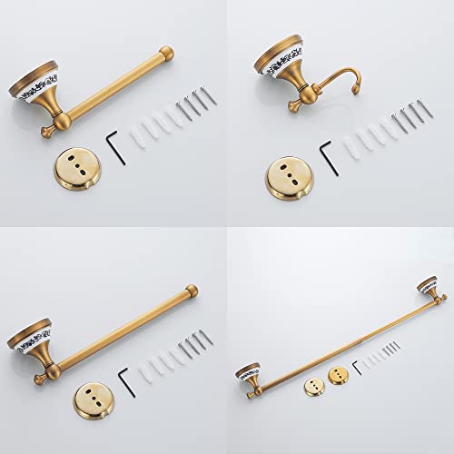 Juego de Accesorios de baño de Bronce Antiguo, toallero Ajustable, Soporte de Papel higiénico, Soporte para Toallas de Mano, Gancho, Juego de Accesorios de baño Dorados montado en la Pared - imagen 9
