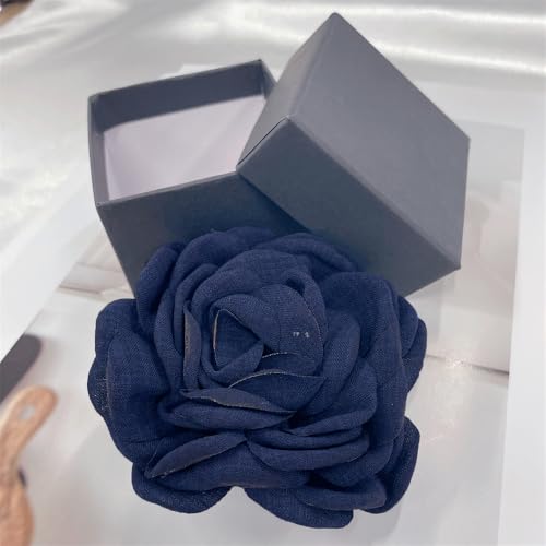 Image of Dainty Fabric Peony Flower Brooches Pin Delicate Camellia Flower Brooch Classic for Women Wedding Party Dance Banquet Elegant Lapel Pins Dress Suit Ceremony Clothes Accessories Jewelry Gifts 100mm