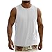 Sdeycui Men Sleeveless Tank Top Comfy Crewneck Fashion Tshirts Hiking Casual Summer Solid Color Loose Gym Blouses White