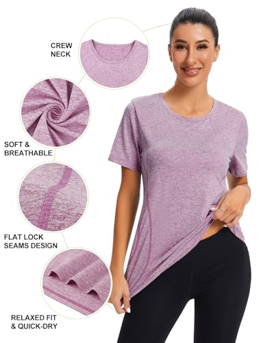 Image of Cucuchy Womens Yoga Tops Flowy Fitness Workout Shirts Short Sleeve Activewear