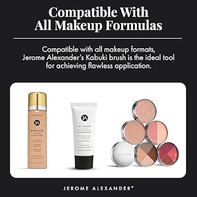 Jerome Alexander Angled Kabuki Foundation Brush (Black) - Flat Top Buffer Brush for Seamless Blending of Liquid, Cream & Powder Makeup - Buildable Coverage Without Caking - Pro Vegan Bristles