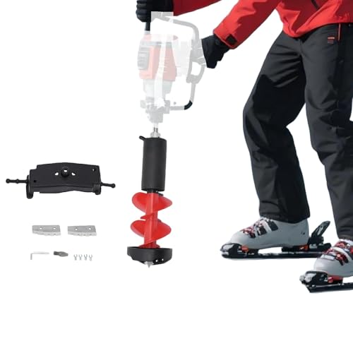 CheriMuMu 6inch Diameter Ice Auger Bit, 19" Length Nylon Corless Ice Auger Drill Bit with Protective Cover, Weighs only 2 Pounds, Ice Fishing Auger for Ice Fishing(Not Include Electric Dril),Red