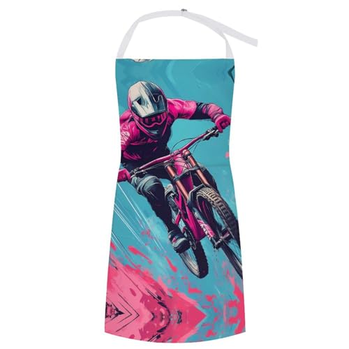 Mountain Bike Biker Racing Aprons Pockets Adjustable Bib for Home Kitchen Cooking Baking Gardening