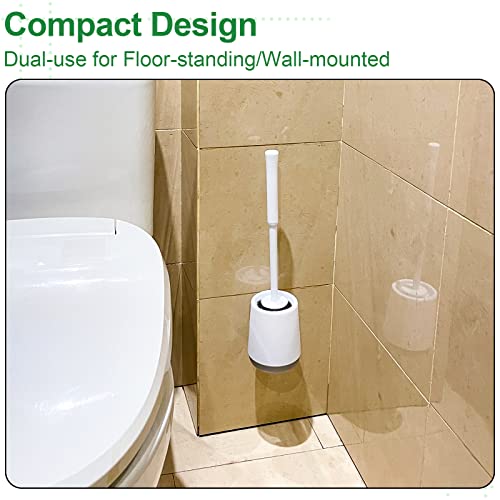 Vmvn Toilet Brush,Toilet Bowl Brush And Holder For Bathroom,Durable Plastic Bristles Brushes For Deep Cleaning,Toilet Cleaner Scrubber Set，Wall Mount #TOP3