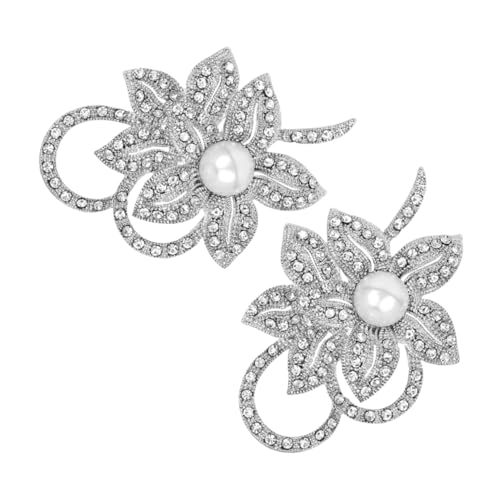 Broche fleur en perles pour femme et clip de chemise en métal en lot de 2 pièces