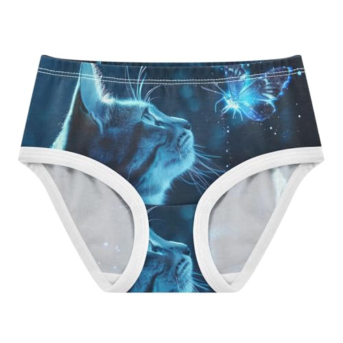 Cat Butterfly Blue Undies for Toddler Girls, Girls Briefs, 2T–8 Years