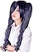 Anogol Hair Cap +Blue Mixed Gray Curly Cosplay Wig with 2 Ponytails Costume For Halloween Party