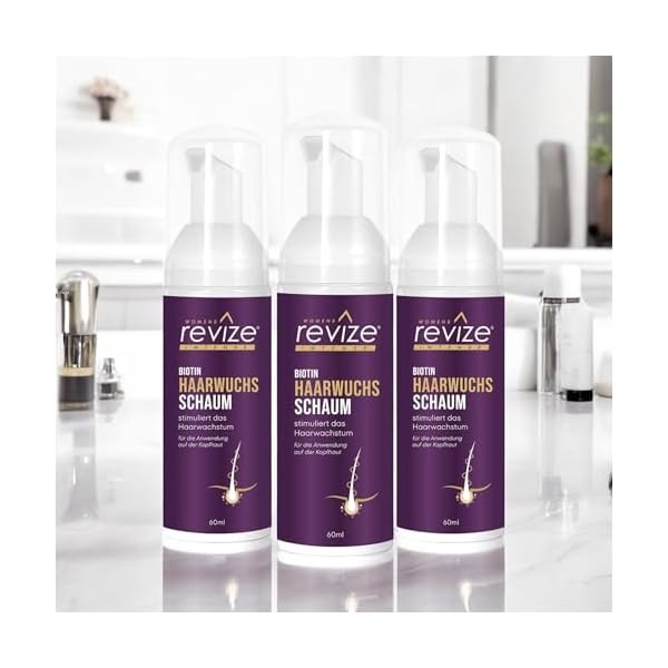 REVIZE Frauen Schaum: Stimuliert das Haarwachstum, für dichteres und volleres Haar, 3-Monatspackung mit Biotin, 3 X 60ml – Bild 3