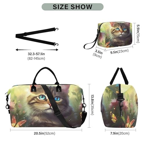 Large Travel Duffel Bag, Hi_01713229951871_ Sports Tote Gym Bag, Shoulder Weekender Overnight Bag for Women Men, Carry On Luggage with Toiletry Bags3