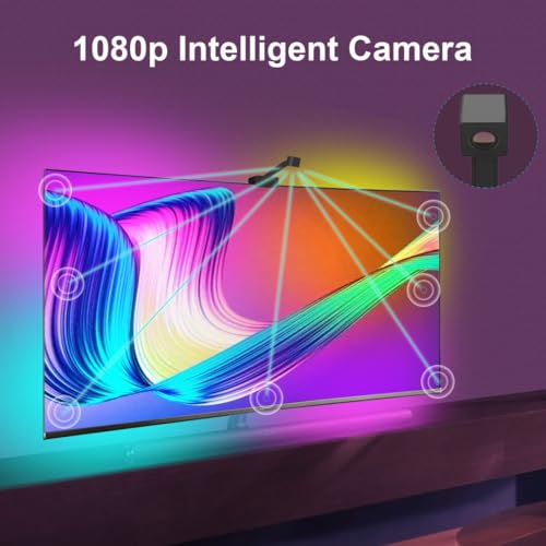 Smart WiFi LED retroilluminazione TV con fotocamera, illuminazione RGBIC per una migliore esperienza visiva, app e telecomando per l'intrattenimento domestico