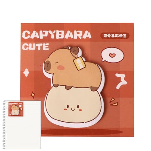 Capybaraメモパッド - 漫画動物の粘着メモ30シート教室と学用品、取り外し可能な注釈タブのかわいい粘着メモの色の組み合わせは、実用的な目的に役立つだけでなく、本