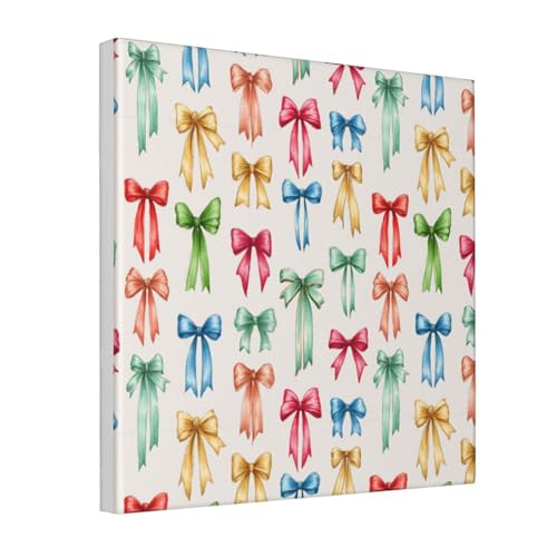 Lienzo decorativo vintage navideño con lazos Woshuwo, cuadro estético para dormitorio