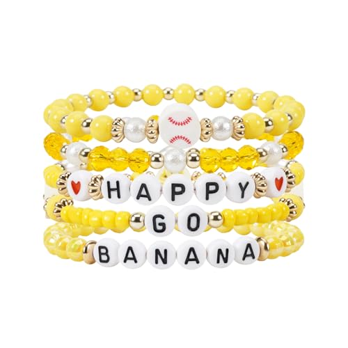 Image of Football Baseball Soccer Beaded Bracelets for Women Stackable Game Day Sports Theme Bracelet