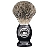 KIKC Handmade Shaving Brush - 100% Pure Badger Hair and Black Wooden Handle, can be used with Safety
