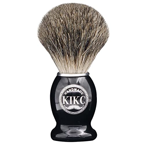 Kikc Handmade Shaving Brush - 100% Pure Badger Hair And Black Wooden Handle, Can Be Used With Safety Razor, Straight Razor, Barber Salon Tool. #TOP5