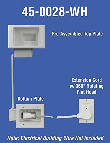 Data Comm Electronics 45-0028-Wh Recessed Pro-Power Kit With Duplex Surge Suppressor And Straight Blade Inlet, White #TOP2