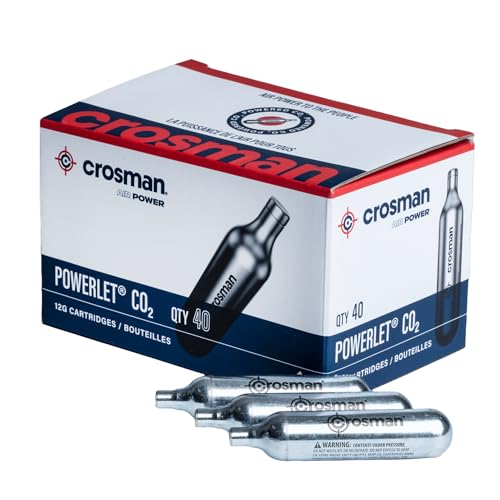 Crosman Powerlet CO2 Cartridges for Air Rifles, Air Pistols & Paintball - Snug Fit, Leak-Free Seal, Durable Metal Construction - Made in USA, Multi-Pack Options