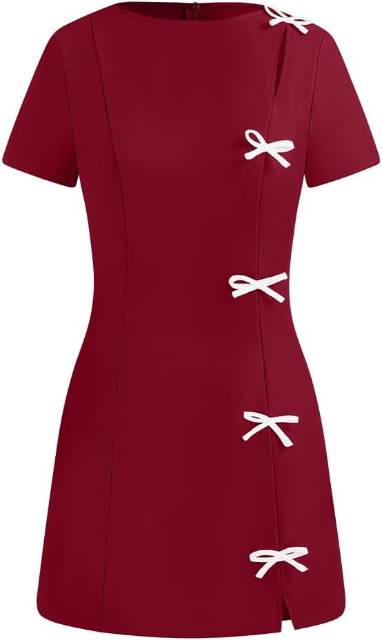 XXTAXN Women's Summer Boat Neck Short Sleeve Elegant Y2k A Line Mini Dress - Image 8