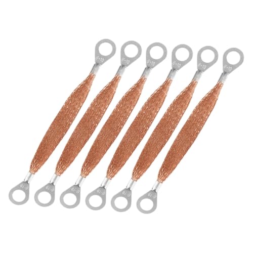 Mobestech 6pcs Braided Copper Ground Strap Kit Automotive Grounding Cable with Ring Terminals High Conductivity for Engine Bay and Car Lights Durable Static Connection