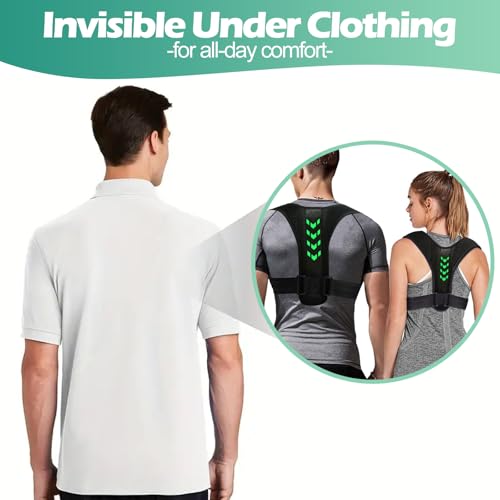 Back Straightener, Posture Corrector for Men & Women, Adjustable Elastic Posture Trainer for Posture Correction, Relief from Neck Shoulder Upper Back Pain, Back Support to Prevent Hunchback (Black) - Image 5