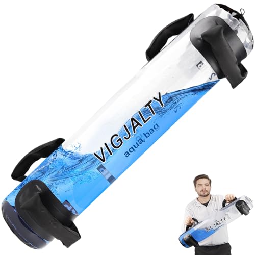 Cylinder Aqua Bag Water Weight - Adjustable Water Filled Fitness Bag, Sandbag Alternative for Home Gym, Core Balance Trainer, Portable Exercise Equipment for Arm Shoulder Full Body Workout (33Ibs)