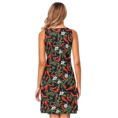Image of ALAZA Women's Summer Dress Sun Dress Sleeveless with Pockets