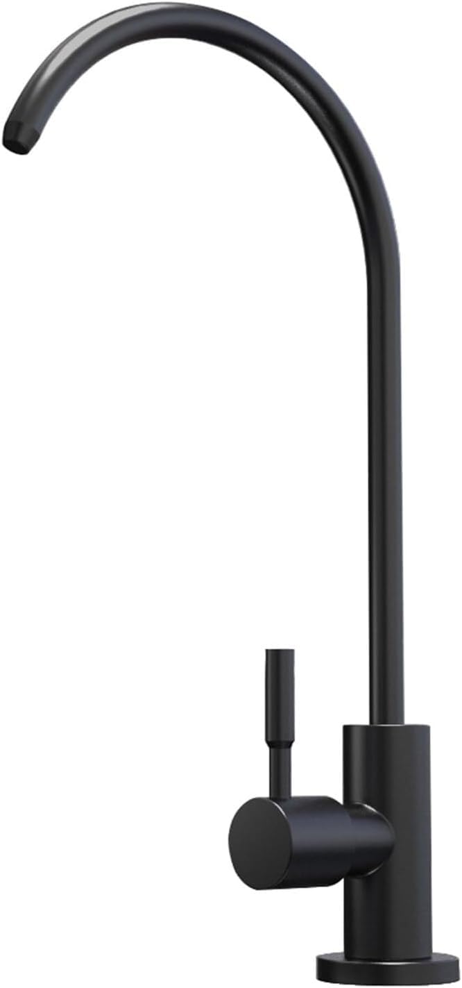 WDSOPK Water Filter Taps Kitchen Sink, Drinking Water Faucet Tap,Stainless Steel 1/4,Black Household (Black A)