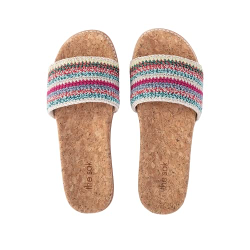 The Sak Mendocino Slide Sandal In Crochet, Slip On Sandals, Eden Stripe #TOP27