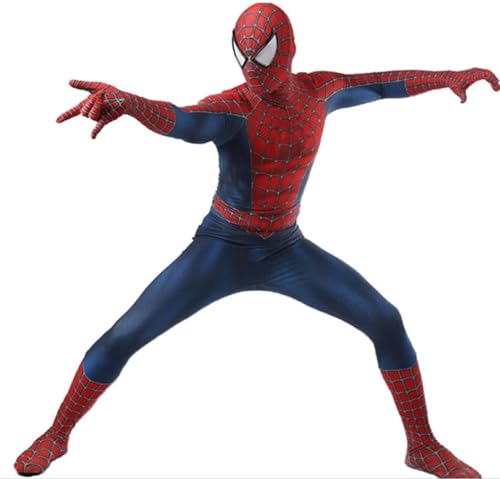 JALYCOS Adult Halloween Superhero Costume, 3D Spandex Bodysuit with Mask, Cosplay Jumpsuit (L)