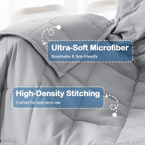 Kivik Weighted Lap Blanket 2 lbs, 20" x 30" Grey Small Weighted Blankets, All-Season Breathable Mini Weighted Lap Pad, Soft Heavy Throw Blanket for Travel, Calming & Sleep, Washable