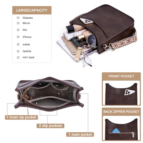 Women's Shoulder Handbags Fashion Vegan Leather Crossbody Bag Shoulder Purse For Ladies with 2PCS Adjustable Strap4