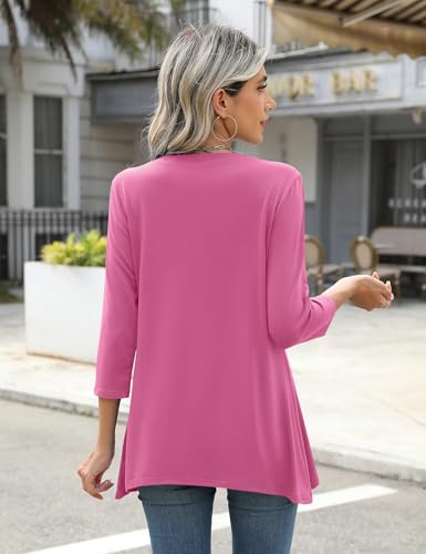 LOMON 3/4 Sleeve Tunic Tops for Women Loose Fit Dressy Casual Blouse Flowy Shirts to Wear with Leggings S-3XL