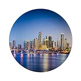 Creative Round Dinner Plates,Miami Florida Skyline,tableware Plates For Everyday Use,7 Inch