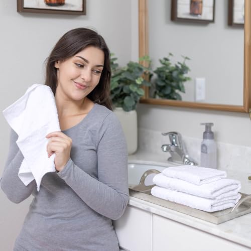 Image of Washcloth Linen Set Premium Original Turkish Cotton, Hotel Quality for Maximum Softness & Absorbency Face Towels for Hand, Kitchen & Cleaning (White Washcloths Set) (Pack of 3)
