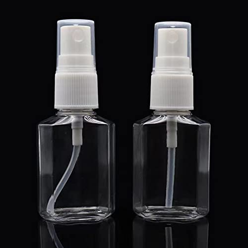50 Pack 1 oz/30ml Empty Mini Clear Plastic Spray Bottles With Lid Fine Mist Travel Size Bottle Refillable Liquid Containers for Cosmetics,Perfumes，Sample，Eyeglass Cleaner,30pwbj2