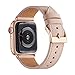 Bestig Band Compatible for Apple Watch 38mm 40mm 41mm, Genuine Leather Replacement Strap for iWatch Series 7 6 SE 5 4 3 2 1, Sports & Edition(Pink Sand Band+Rose Gold Connector)