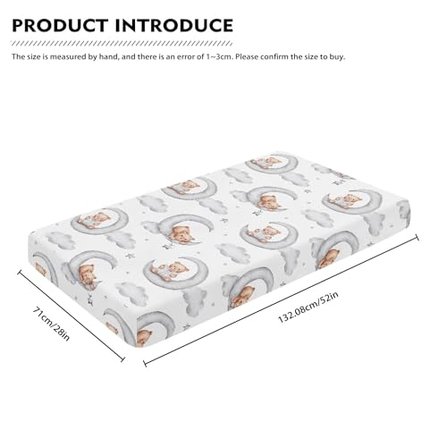 Image of Teddy Bears Fitted Crib Sheet Watercolor Moon Star Clouds Standard Crib Mattress Fitted Sheet Grey Baby Toddler Bed Mattress Sheets for Boys Girls 28 inchx52 inch
