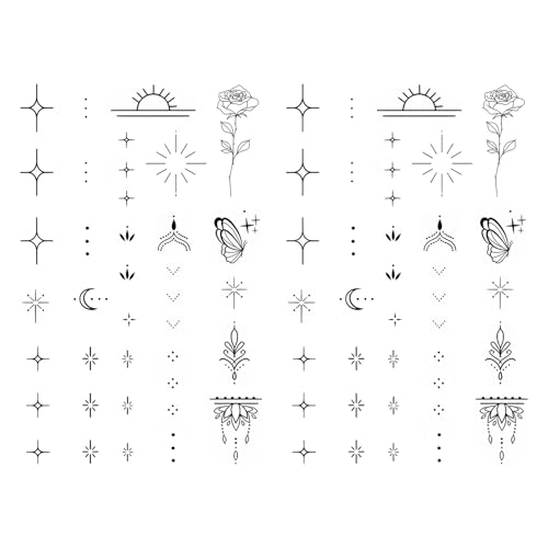 WEEKINK Hand Temporary Tattoo Stickers – Minimalist Designs for DIY Finger Tattoos, Long-Lasting, Waterproof & Realistic, 60+ Tiny Semi-Permanent Tattoos for Women
