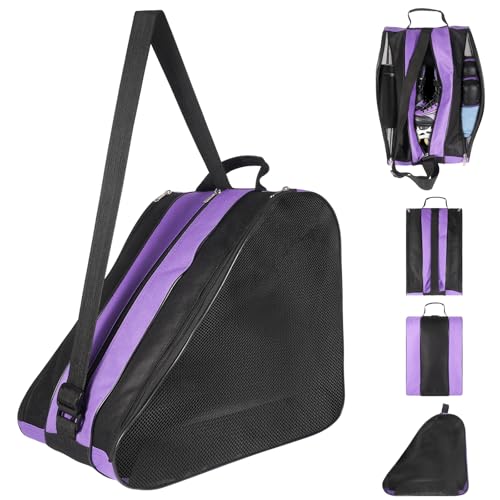 QKURT Bolsa de Patinaje para Niños, Unisex con Correa Ajustable, Mochila para Patines de Hielo, Bolsa de Transporte para Patines para Niño y Niña