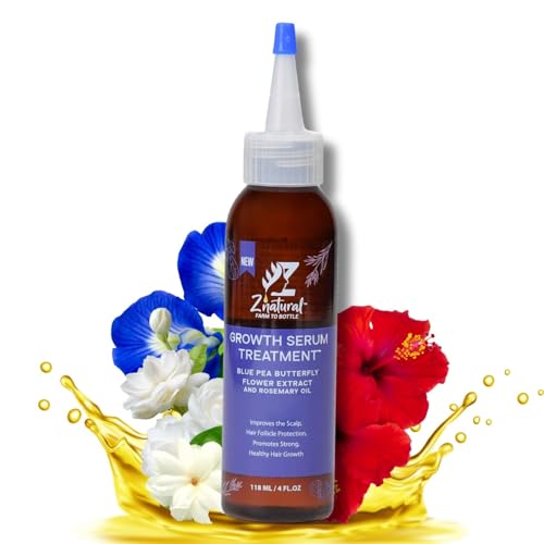 ZNatural Scalp Hair Growth Treatment Oil Natural Hair Oil with Blue Pea Rosemary Hibiscus Jasmine & Moringa Strengthens Nourishes & Revitalizes Hair Organic Oils 4Fl Oz