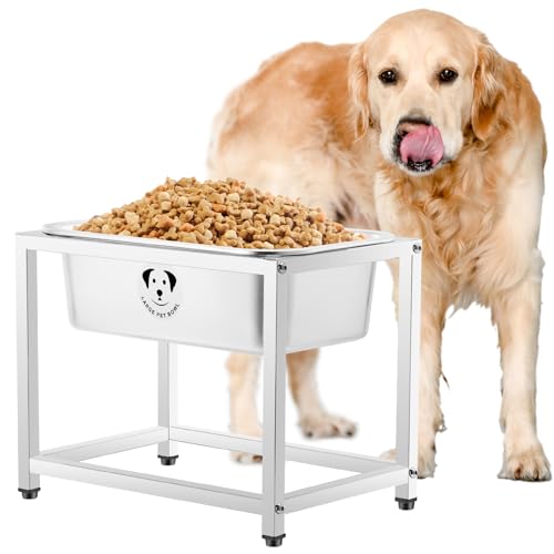 Stainless Steel Elevated Dog Bowls - Large Capacity, Stand for Medium & Large Dogs, 0.85 Gallons