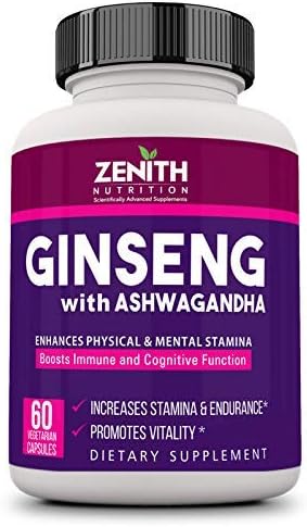Zenith Nutrition Ginseng With Ashwagandha - 60 Caps | Lab tested