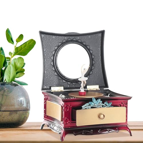 Bsbkoj Joyero musical de bailarina, organizador de joyas para niñas y adolescentes, caja de música de cuerda con cerradura y espejo, encantadora decoración de habitación, regalo