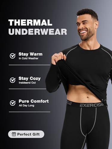 2 Packs Compression Set Men Thermal Underwear for Men Long Johns for Mens Thermals Top and Bottom Set2