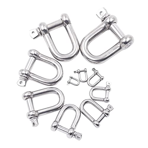 d Ring, Stainless Shackle,Small Shackle,Stainless Steel 316 Marine Grade High Tensile Type M4-M38 Screw Pin Anchor Shackle(M12 5PCS)