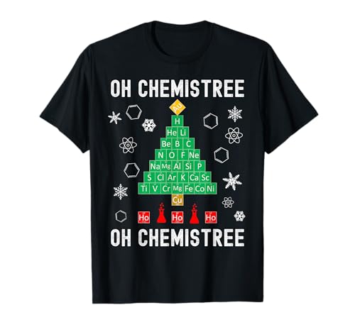 Divertente Natale Nerdy Oh Chemistree Chimica Insegnante Natale Maglietta