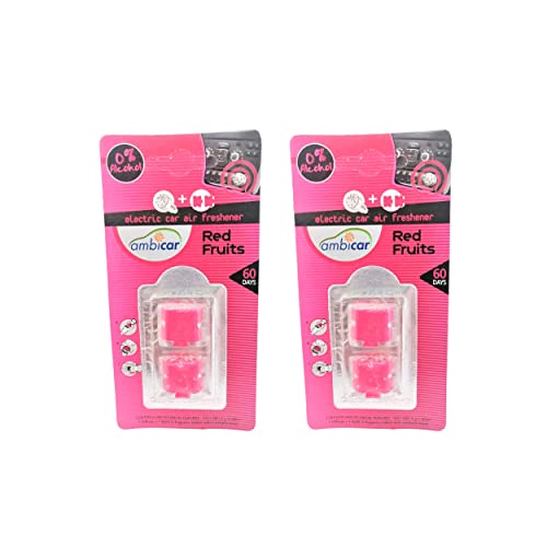 Keep Your Essence – Pack 2 Ricariche per il Deodorante per Auto Ambicar. Non include il Diffusore Elettrico. Essenze Naturali 0% Alcool. Fragola - Profumo di lampone. Aroma RED FRUITS