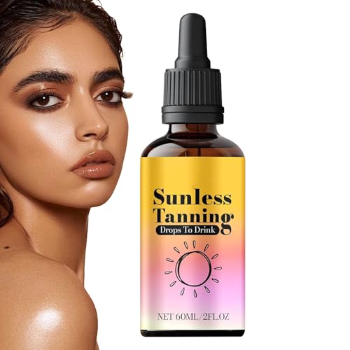 Bräunungstropfen zum Trinken | 60 ml Selbstbräuner Bräunungsentropfen Oral | Sonnenloses Trinkbare Braune Enhancer Tropfen | Boost Melanins Tanner Tropfen Flüssigkeitsergänzung für Frauen & Männer